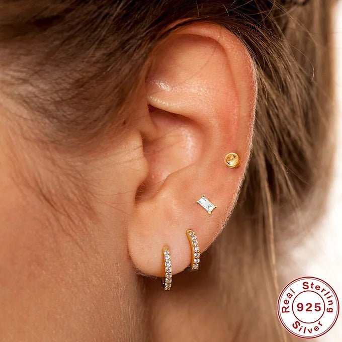 16G Crescent Moon Star Labret Back Piercing Stud