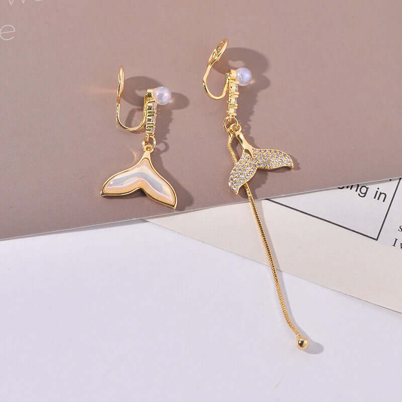 Whale Tail Earrings, Petite Mermaid Tail Ear Clip, Teenager Gifts
