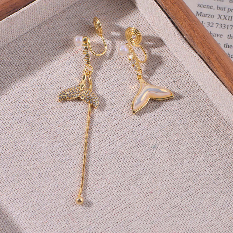 Whale Tail Earrings, Petite Mermaid Tail Ear Clip, Teenager Gifts