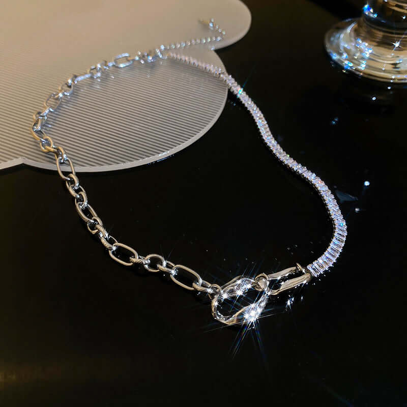 Asymmetric Geometric Box Chain Choker Necklace