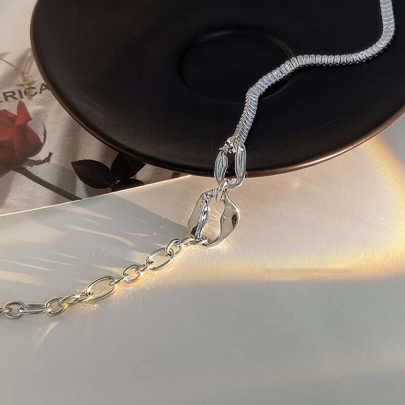 Asymmetric Geometric Box Chain Choker Necklace