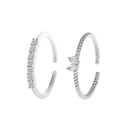 Minimal Tiny Heart Layer Stacking Ring Set