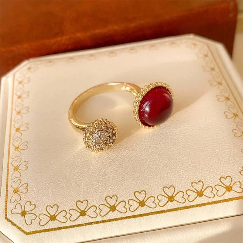 Art Deco Ring, Vintage Gold Ring, Dainty Oval Ring | HR870