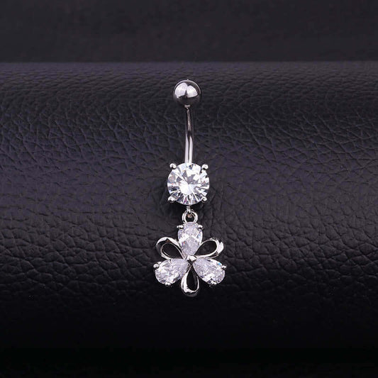 Surgical Steel Flower Belly Ring, Silver Belly Ring, Body Jewelry | HSBR18603