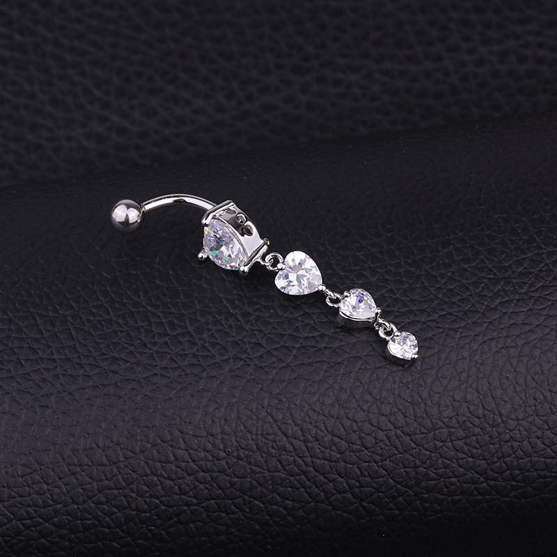 Hypoallergenic Dangle Heart Navel Ring