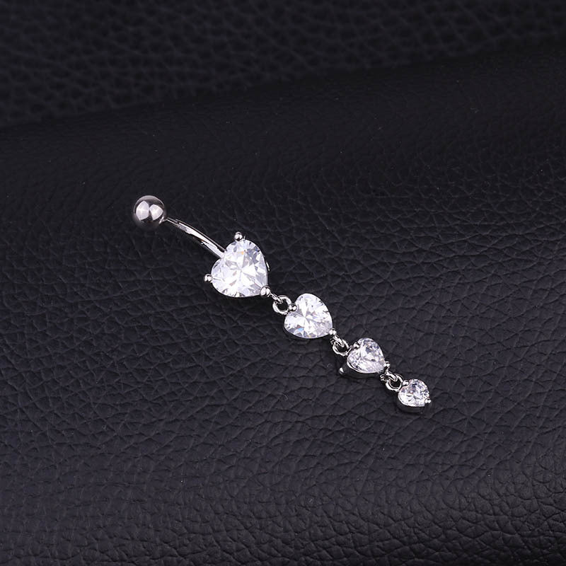 Hypoallergenic Dangle Heart Navel Ring