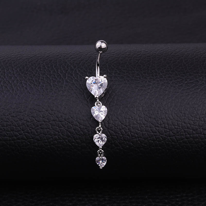 Hypoallergenic Dangle Heart Navel Ring