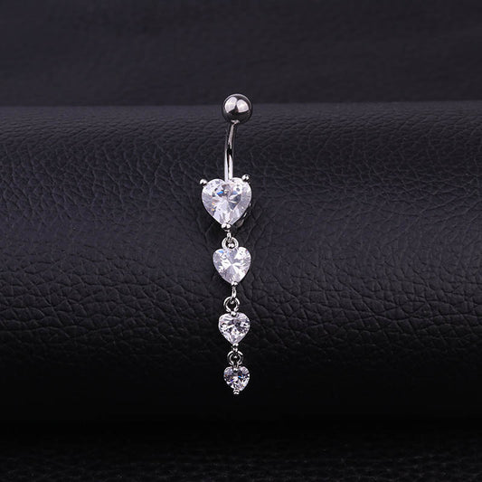 Hypoallergenic Dangle Heart Navel Ring