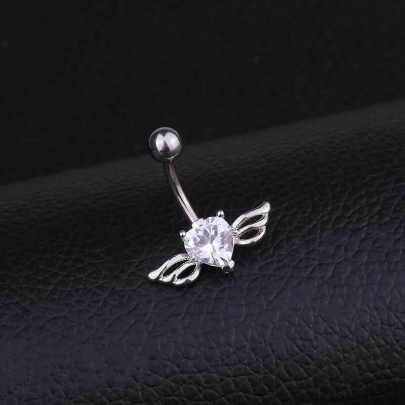 Hypoallergenic Angel Wings Belly Button Ring
