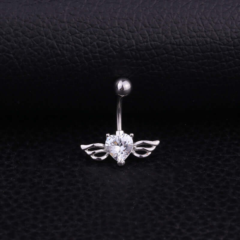 Hypoallergenic Angel Wings Belly Button Ring