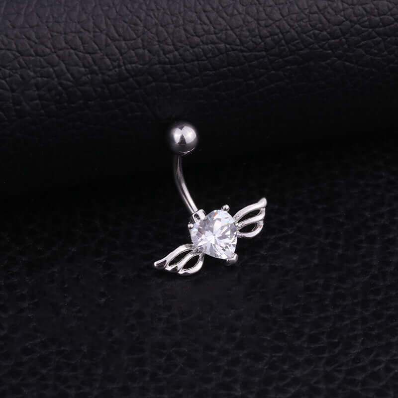 Hypoallergenic Angel Wings Belly Button Ring