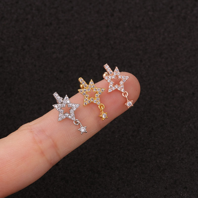 20G Star Dangle Helix Tragus Earrings