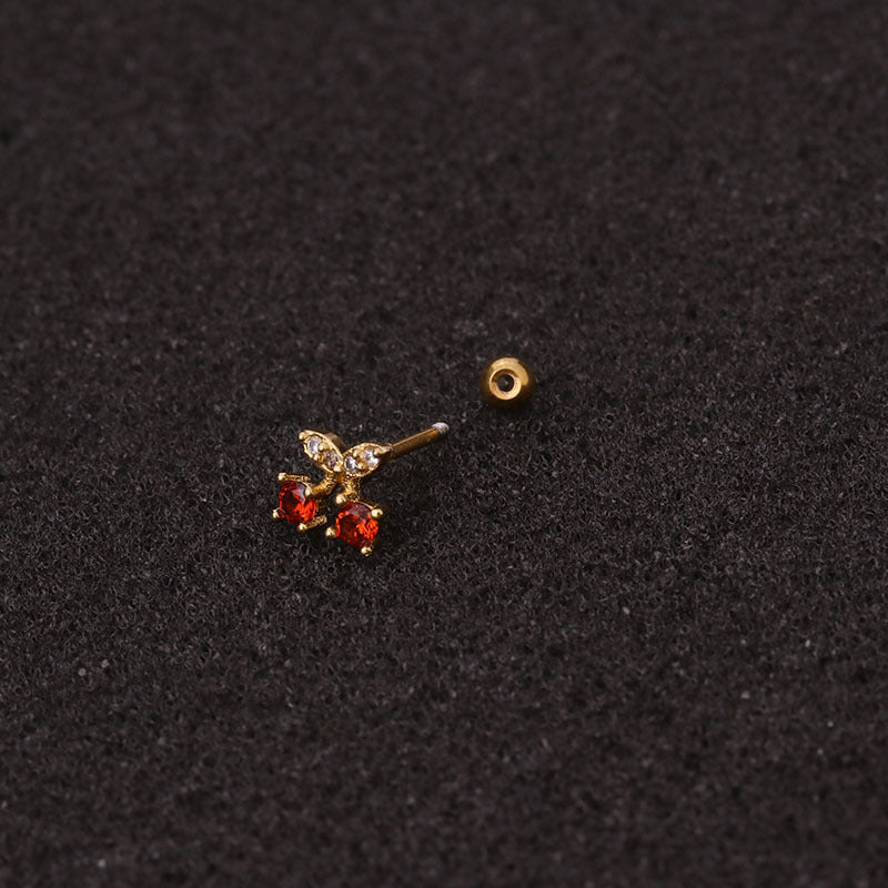 20G Small Cherry Piercing Stud Helix Earrings