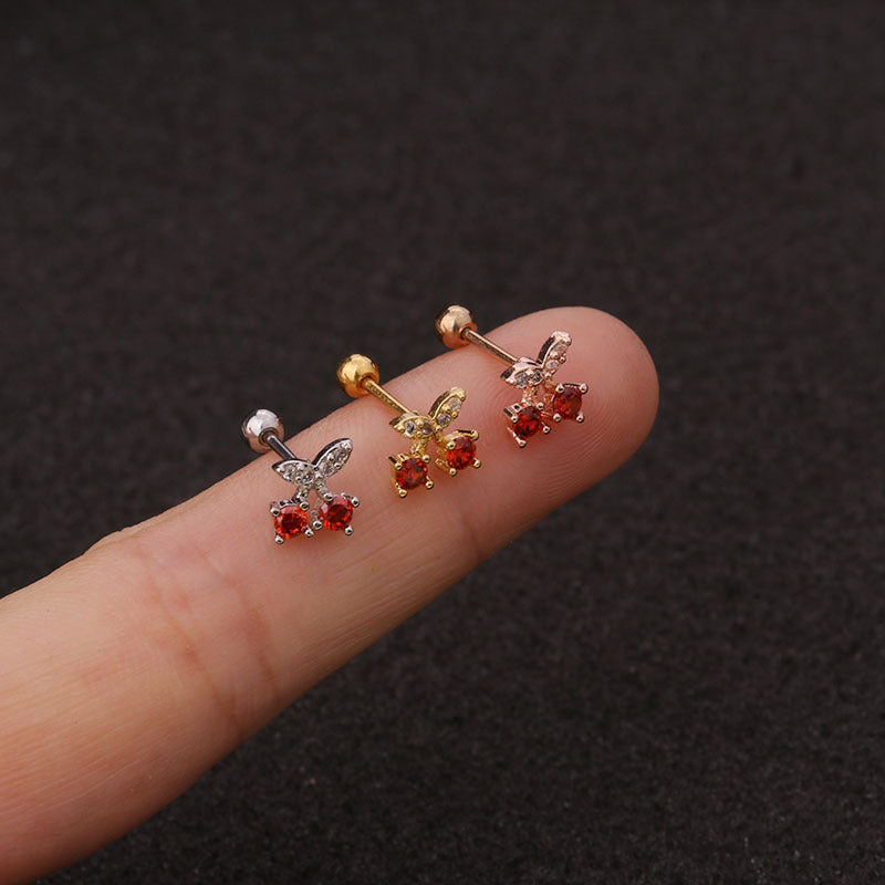 20G Small Cherry Piercing Stud Helix Earrings