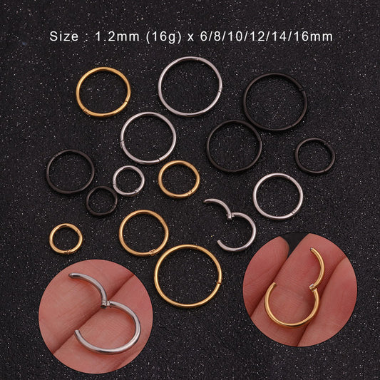 16G Surgical Steel Plain Segment Hinged Hoop Ring