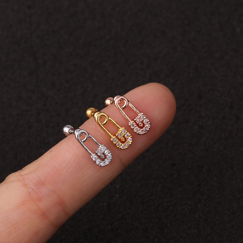 20G Safety Pin Cartilage Forward Helix Stud Earrings