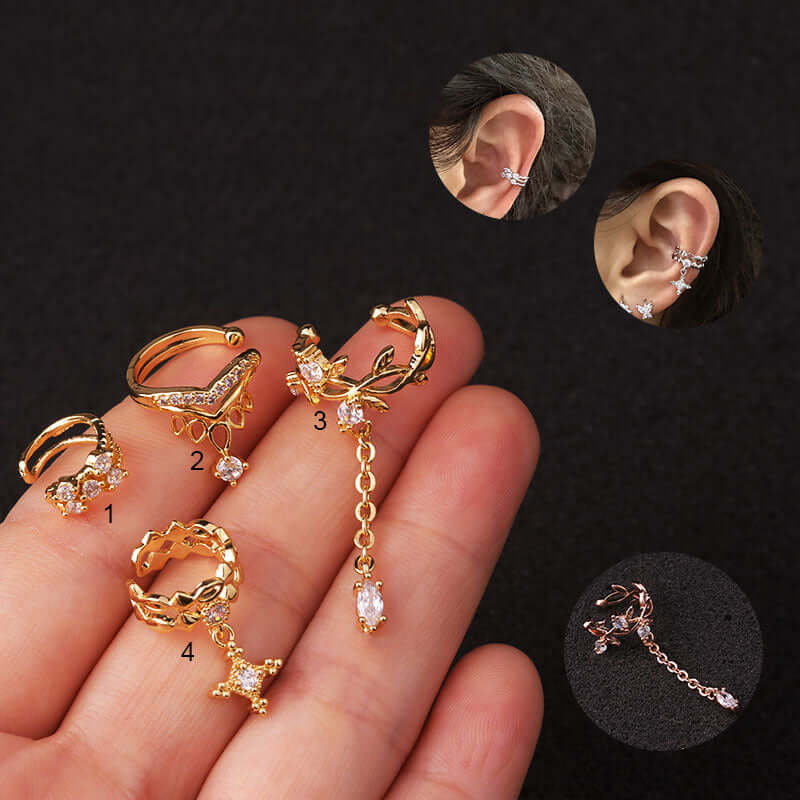 18K Gold Plated No Piercing Ear Cuff Diamond Ear Cuff