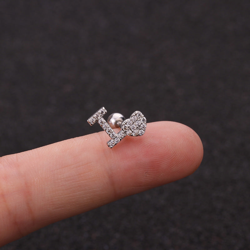 16G Heart Stud Love Conch Upper Piercing Studs