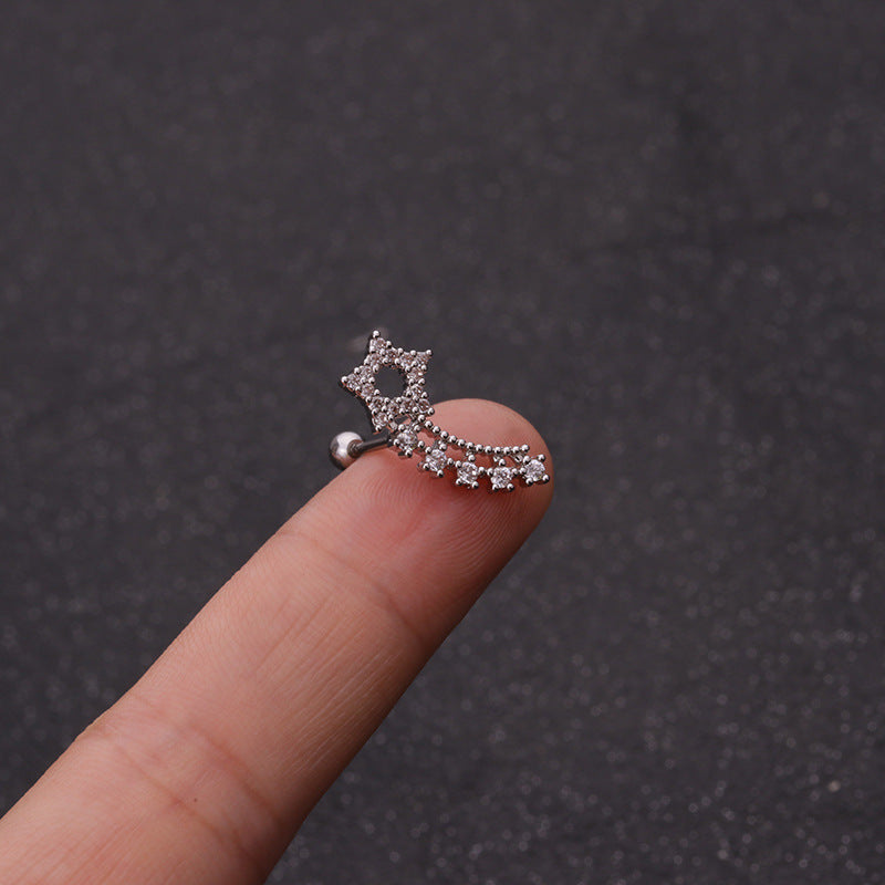 20G Crescent Moon and Star Stud Daith Helix Earrings