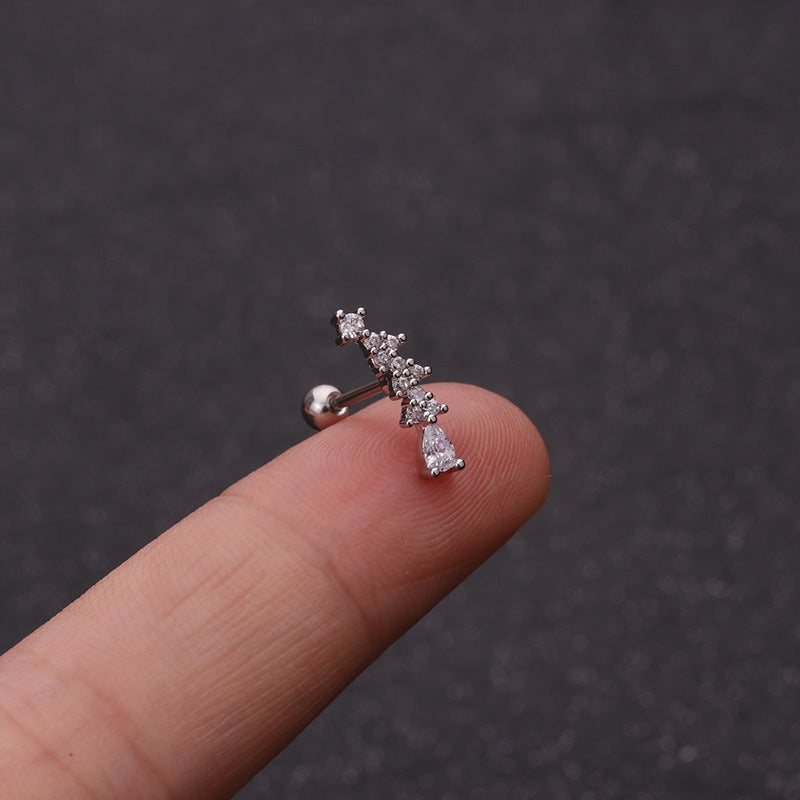 20G Crescent Moon and Star Stud Daith Helix Earrings