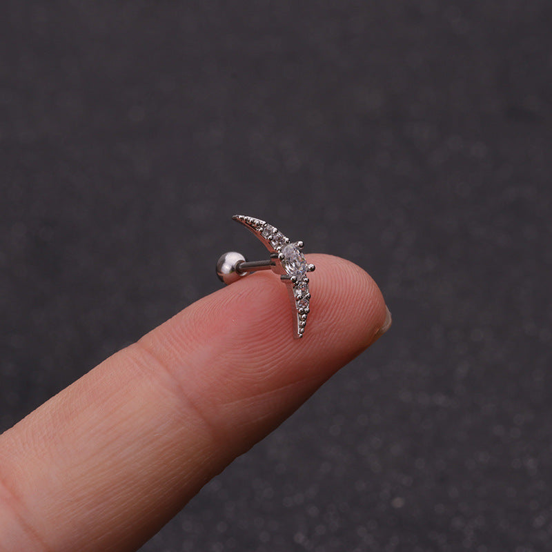 20G Crescent Moon and Star Stud Daith Helix Earrings