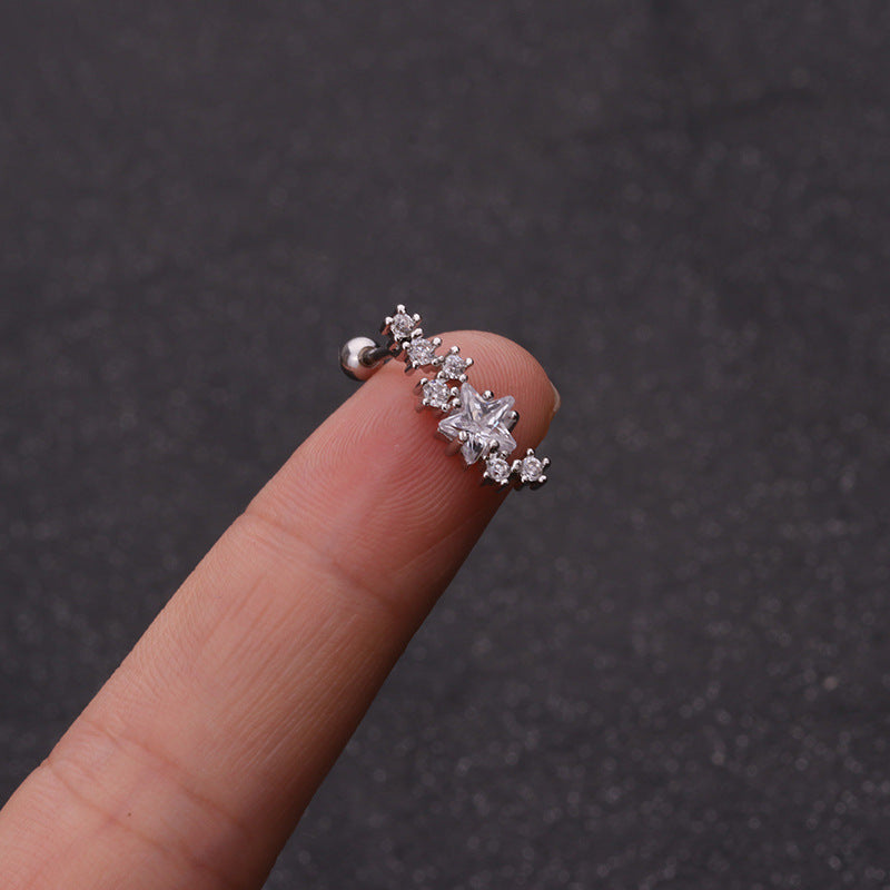 20G Crescent Moon and Star Stud Daith Helix Earrings