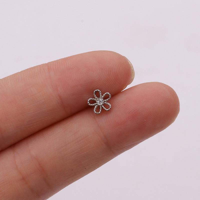 20G Snow Flakes Cartilage Conch Sleeper Stud Earrings