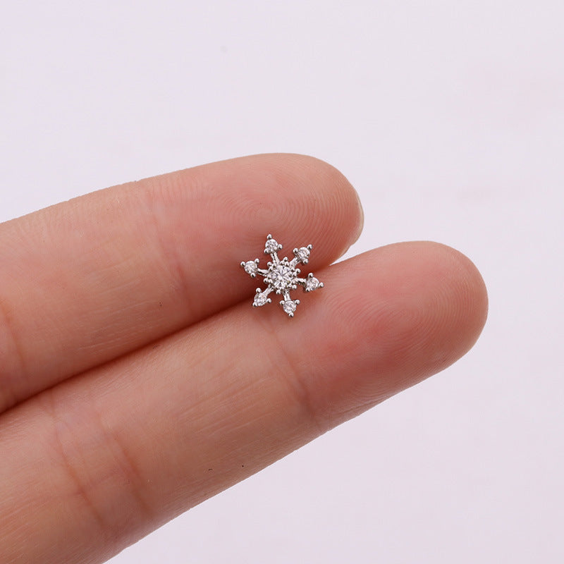 20G Snow Flakes Cartilage Conch Sleeper Stud Earrings