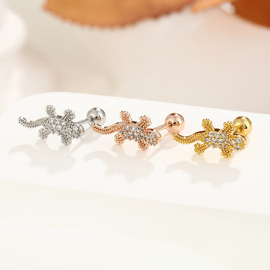 20G Rose Gold Lizard Tragus Stud Piercings