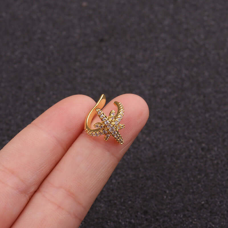 18K Gold No Piercing Ear Cuff, Conch Helix Ear Cuff, Dainty Ear Cuff