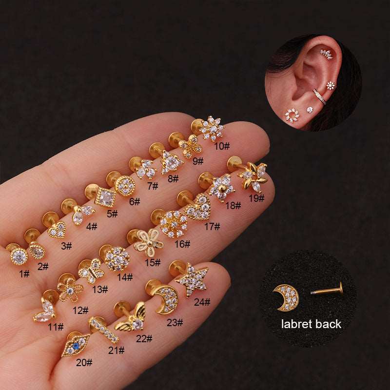 16G Labret Back Earrings, Push Pin Earrings, Flat Back Stud | HSPJ217
