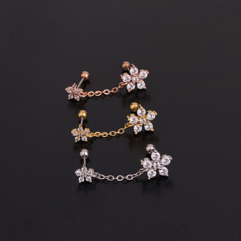 20G Flower Double Ear Piercing Earrings