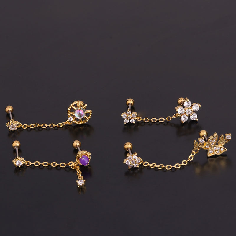 20G Butterfly Double Ear Piercing Earrings