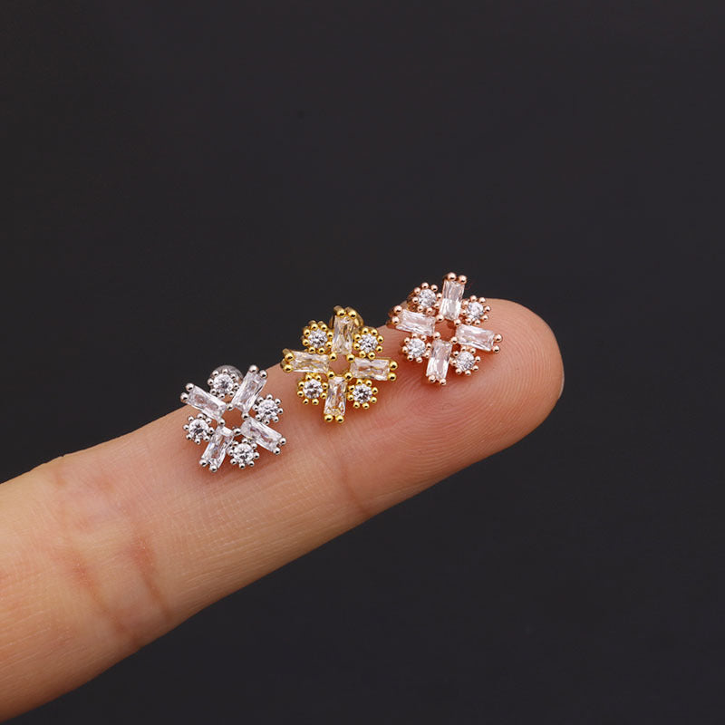 20G Pave CZ Snow Piercing Cartilage Stud