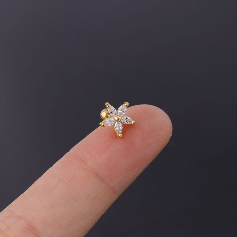 cartilage earrings, piercing jewelry, cartilage piercing, body jewelry, helix piercing, helix earrings, tragus piercing, flower earrings, flower cartilage earrings
