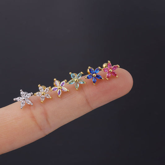 cartilage earrings, piercing jewelry, cartilage piercing, body jewelry, helix piercing, helix earrings, tragus piercing, flower earrings, flower cartilage earrings