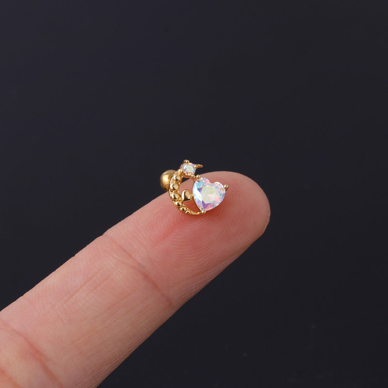 20G Moon Heart Earrings Studs Unicorn Piercings