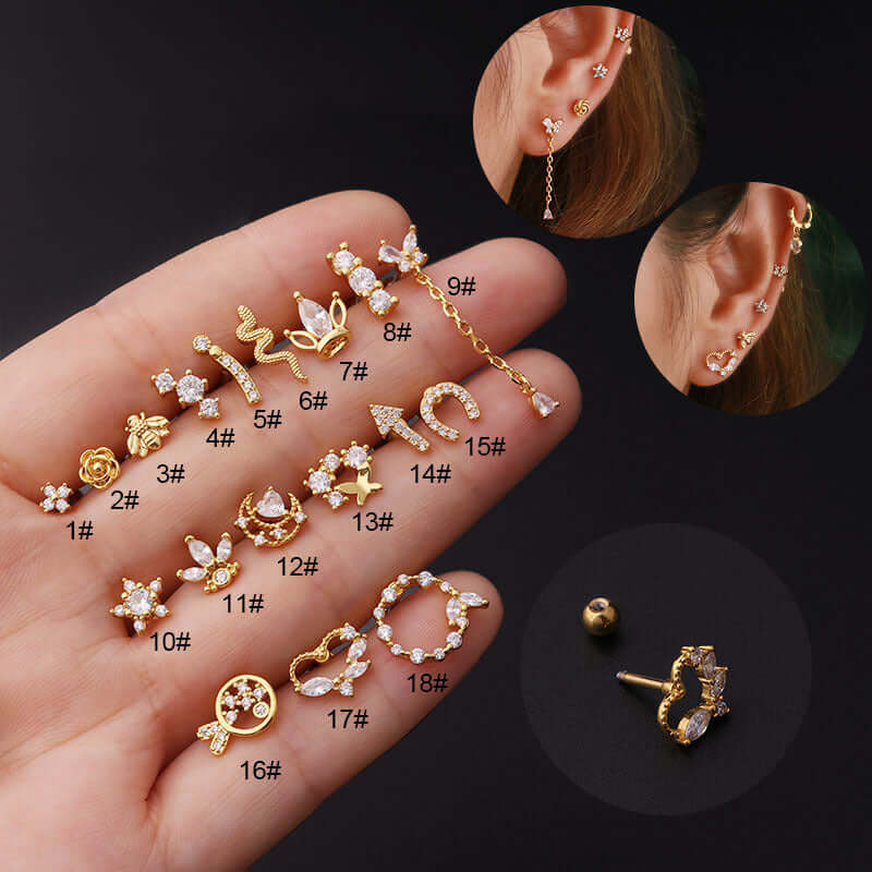 16G Bumble Bee Conch Stud Helix Piercings