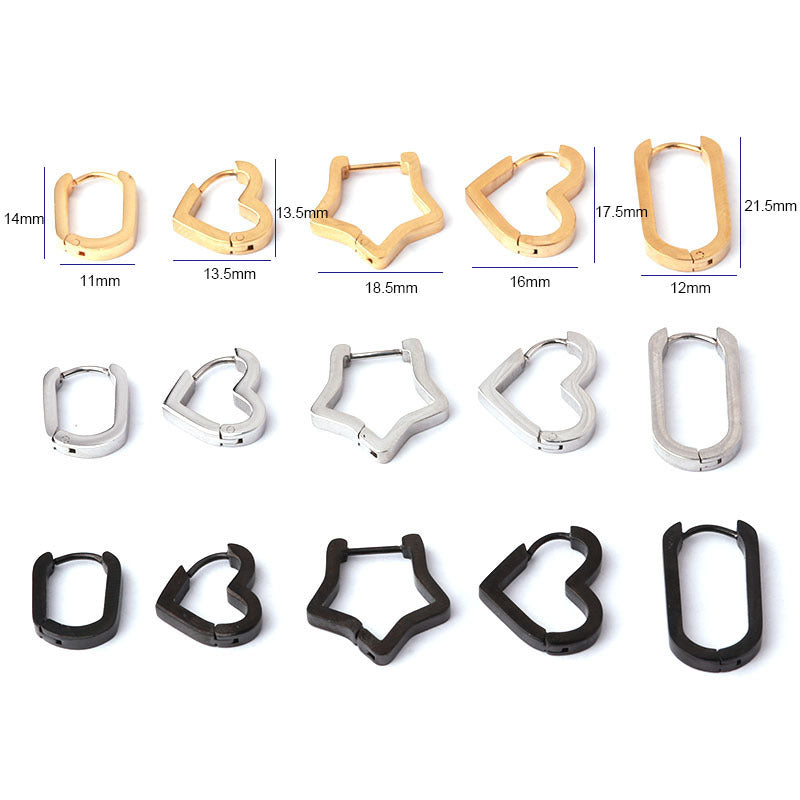 20G Minimalist Geometry Heart Hoop Earrings