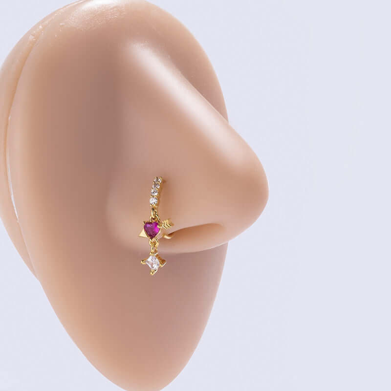 18K Gold Color Zircon Evil Eye Septum Ring Nose Ring Clicker