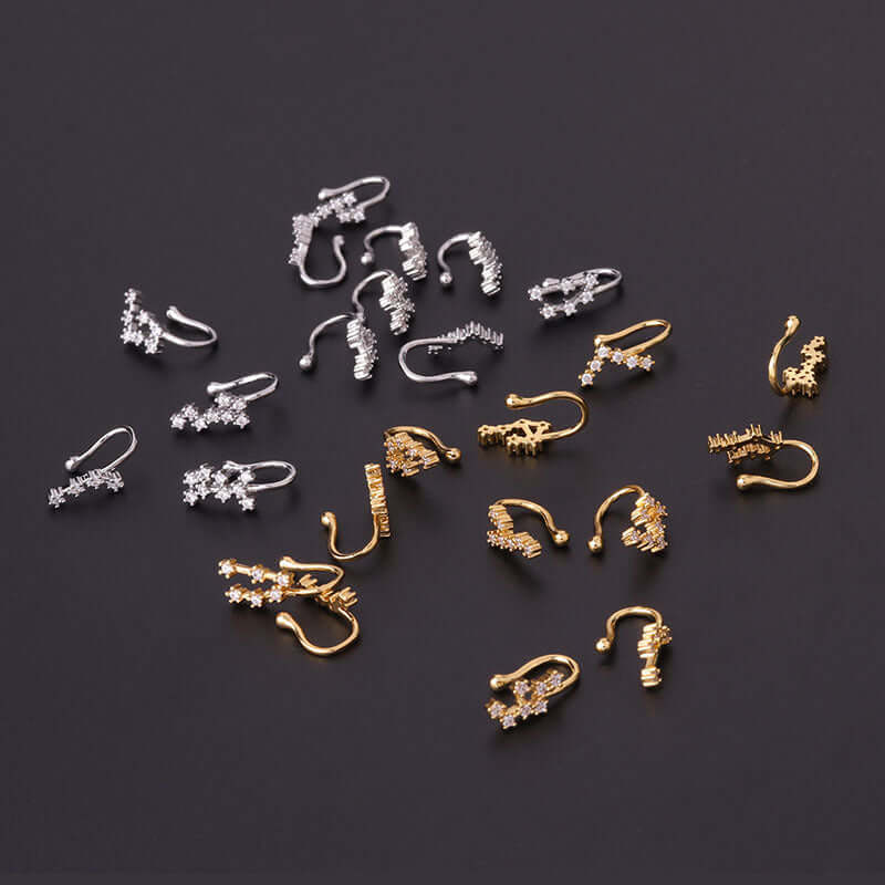 18K Gold No Piercing Nose Cuff Ear Cuff, Horoscope Jewelry