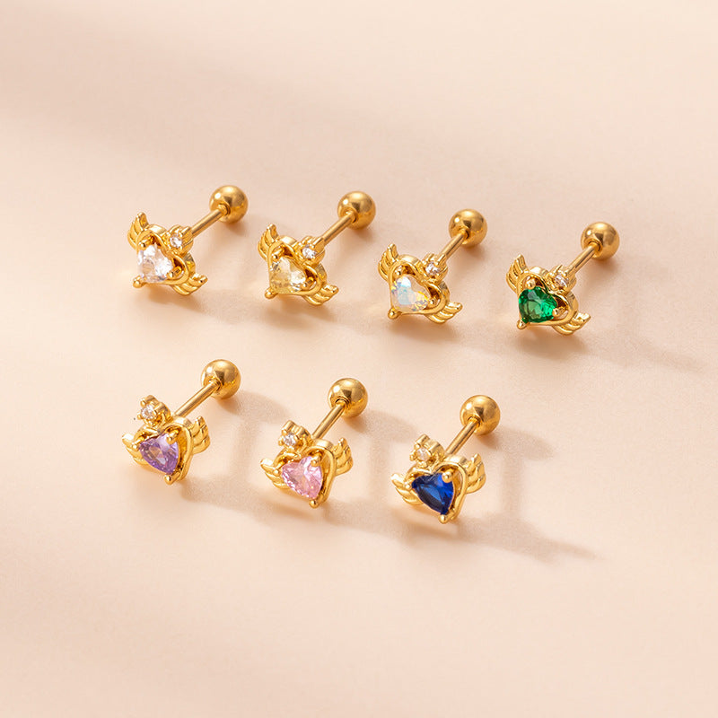 20G Angel Heart Sleeper Cartilage Earrings gold