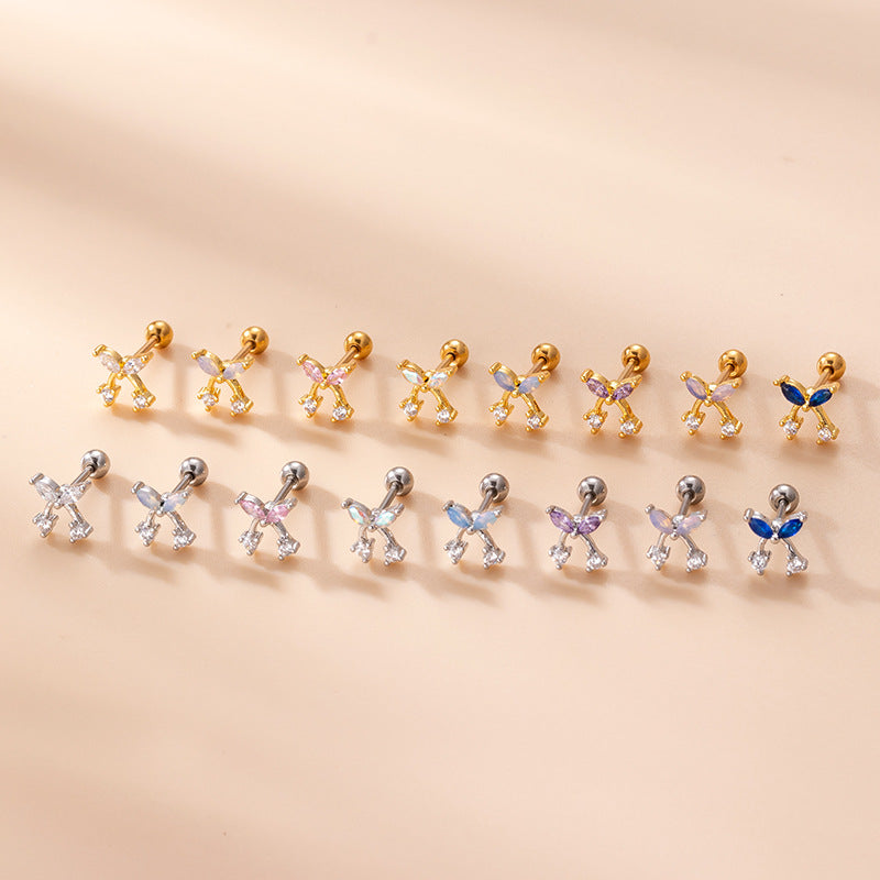 cartilage earrings, piercing jewelry, cartilage piercing, body jewelry, helix piercing, helix earrings, tragus piercing, riboon earrings, ribbon cartilage earrings