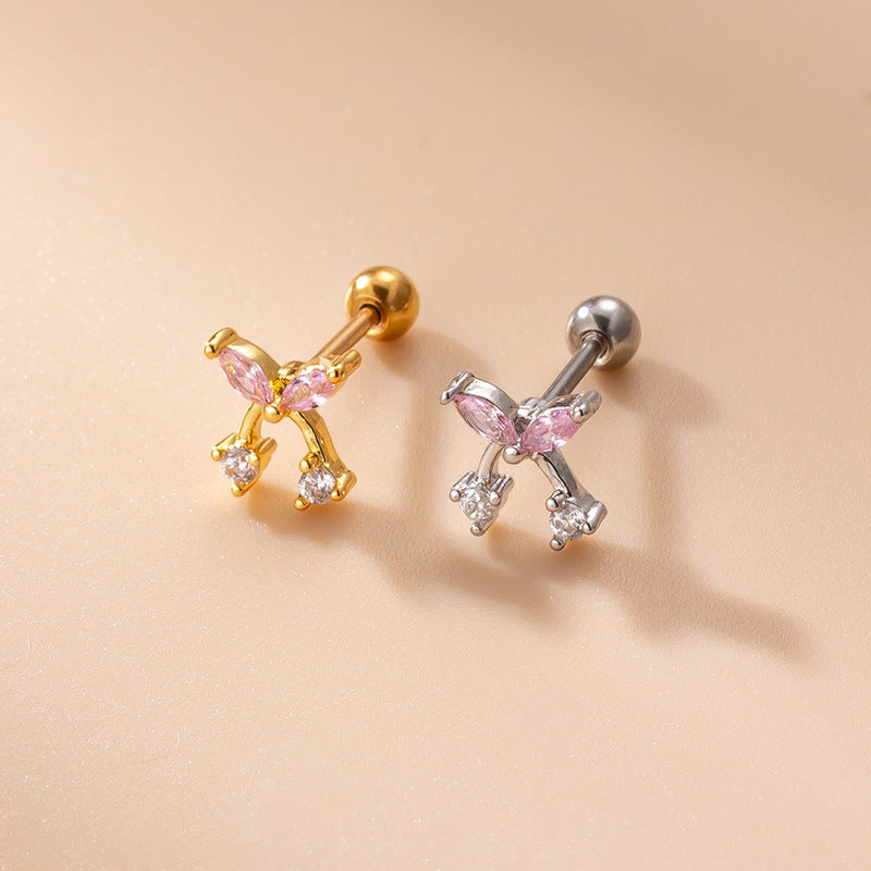 cartilage earrings, piercing jewelry, cartilage piercing, body jewelry, helix piercing, helix earrings, tragus piercing, riboon earrings, ribbon cartilage earrings