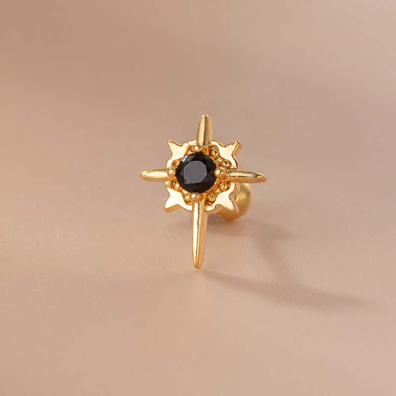 20G Black CZ Helix Cartilage Stud