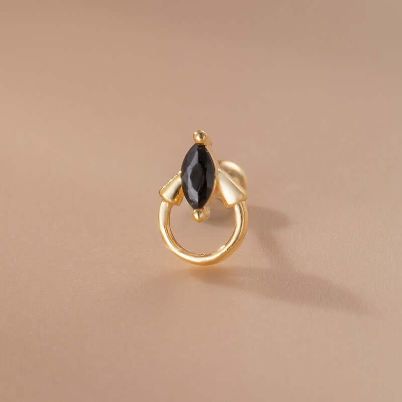 20G Black CZ Helix Cartilage Stud