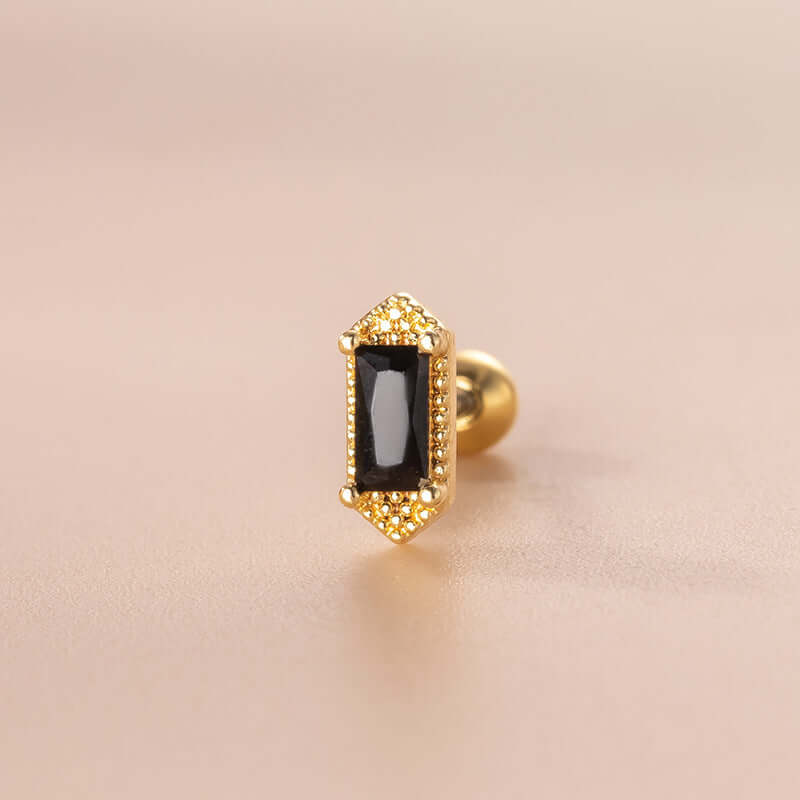 20G Black CZ Helix Cartilage Stud