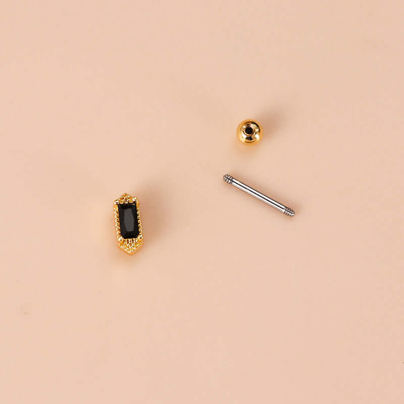 20G Black CZ Helix Cartilage Stud