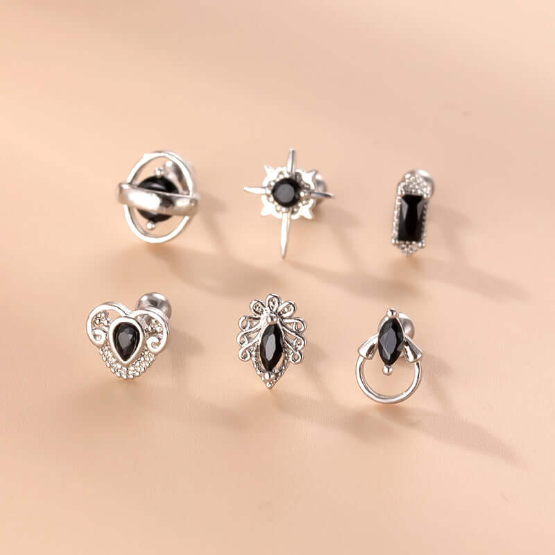 20G Black CZ Helix Cartilage Stud