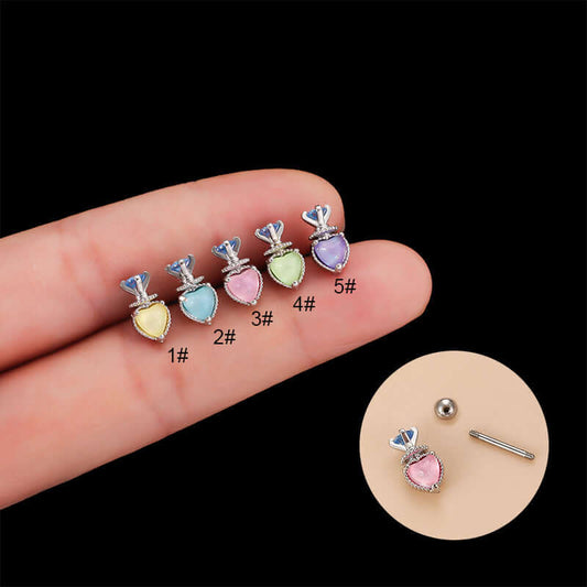 20G Cartilage Tiny Stud Earring, Heart Stud, Conch Helix Studs | HSPJ800